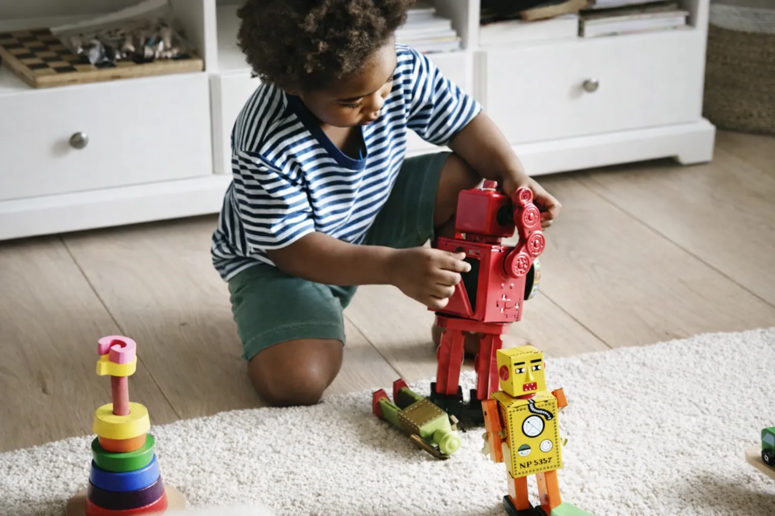 robotics kits and children playing with them
